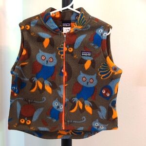 Patagonia fleece vest 3T in owl print